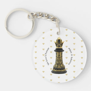 MOM Queen of my life, Golden Script Black Chess Key Ring