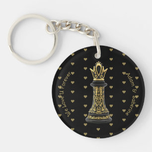 MOM Queen of my life, Golden Script Black Chess Key Ring