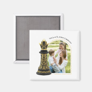 MOM Queen of my life, Golden Script Black Chess  Magnet