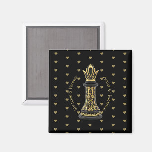 MOM Queen of my life, Golden Script Black Chess Magnet
