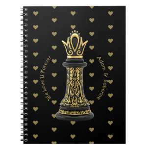 MOM Queen of my life, Golden Script Black Chess Notebook