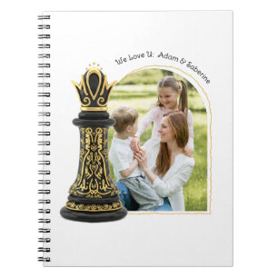 MOM Queen of my life, Golden Script Black Chess  Notebook