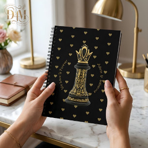 MOM Queen of my life, Golden Script Black Chess Notebook