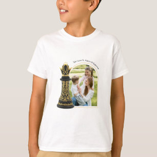 MOM Queen of my life, Golden Script Black Chess T-Shirt