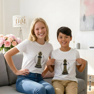 MOM Queen of my life, Golden Script Black Chess T-Shirt