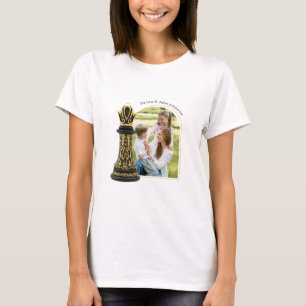 MOM Queen of my life, Golden Script Black Chess T-Shirt