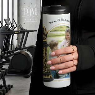 MOM Queen of my life, Golden Script Black Chess Thermal Tumbler