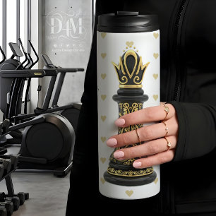 MOM Queen of my life, Golden Script Black Chess  Thermal Tumbler