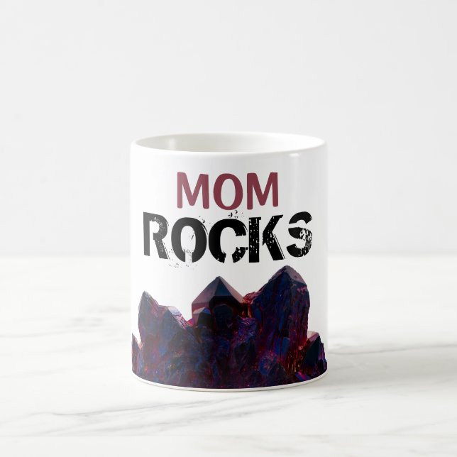 *~* MOM ROCKS Purple Crystals Stones Lapidary Coffee Mug (Center)