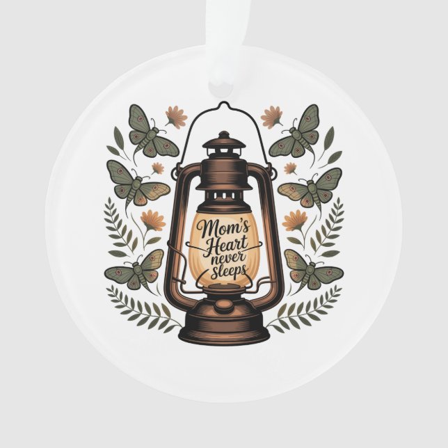 Mom’s Heart Never Sleeps Ornament (Front)