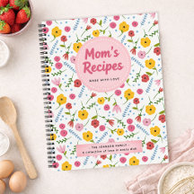 Mom’s Recipes Floral Personalized Recipe Notebook