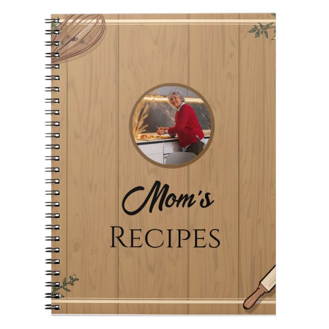 Mom’s Rustic Kitchen Recipe Layout Editable Notebook (Front)