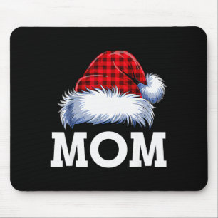 Mom Santa Red Plaid Christmas Family Matching Paja Mouse Pad