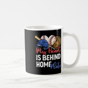 Mom Sell Softll My Heart Is Behind Home Plate Catc Coffee Mug
