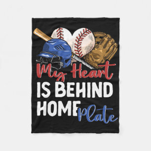 Mom Sell Softll My Heart Is Behind Home Plate Catc Fleece Blanket