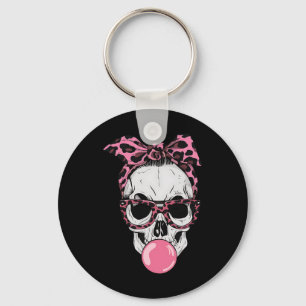 Mom Skull Bubblegum Lazy Halloween Costume Leopard Key Ring