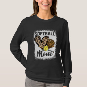 Mom Softball Leopard Softball Game Day Cute Mother T-Shirt
