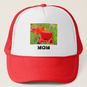 MOM sports cap Red Poppy Flowers baseball hat