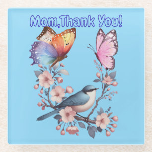 Mom, Thank You! Glass Coaster