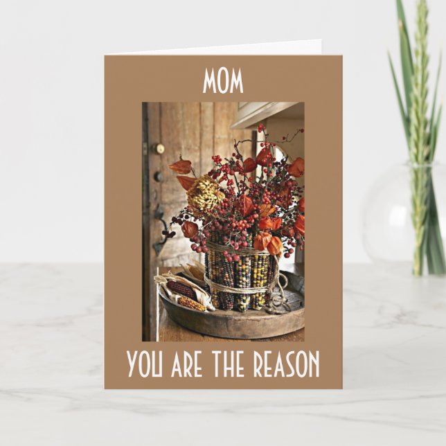 ***MOM*** THANKFUL FOR "YOU" AT THANKSGIVING HOLIDAY CARD (Front)