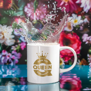 Mom The Queen Gold Creative Typography Coffee Mug