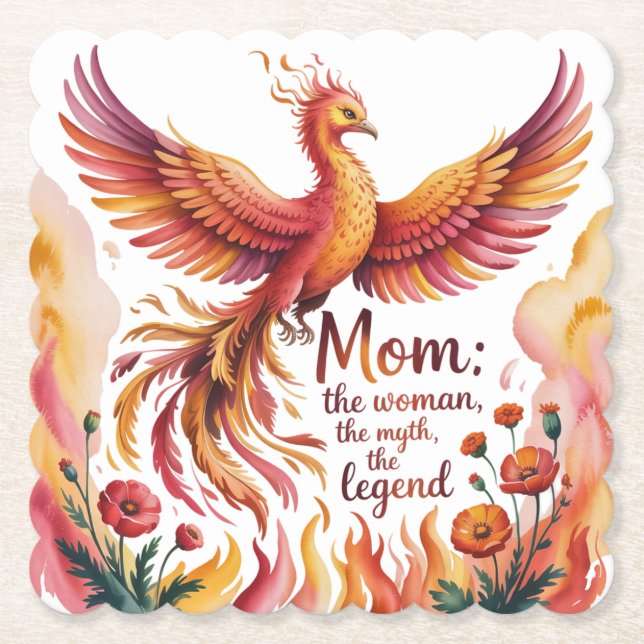 Mom: The Woman, The Myth, The Legend Paper Coaster (Front)