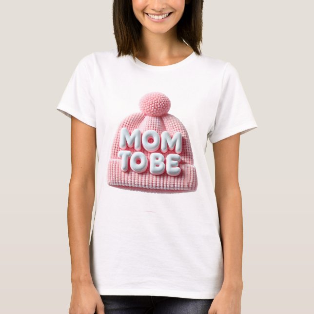 Mom To Be Baby Announcement Design with Cute Baby  T-Shirt (Front)