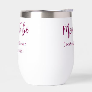 Mom to be baby shower name date pink simple minima