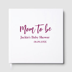 Mom to be baby shower name date pink simple minima guest book