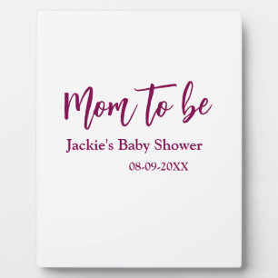 Mom to be baby shower name date pink simple minima plaque