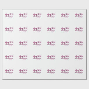 Mom to be baby shower name date pink simple minima wrapping paper