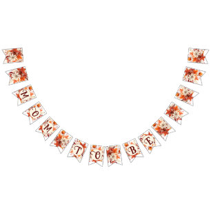 mom to be fall floral leaves baby shower  bunting 