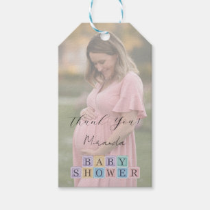 Mom-To-Be Gradient Photo Baby Shower Thank You Gift Tags