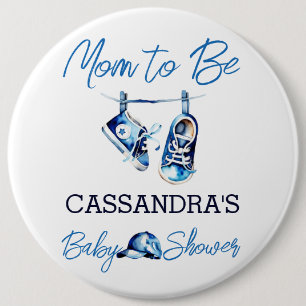 Mom to be it's a boy baby shower personalized 6 cm round badge