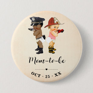 Mom to Be Little Recruit Baby Shower Button