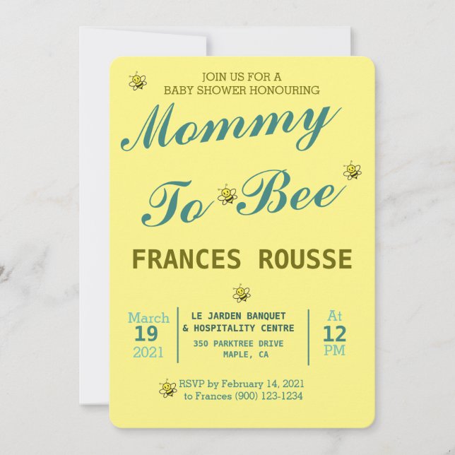 MOM TO BEE CUTE BABY SHOWER INVITATION (Front)