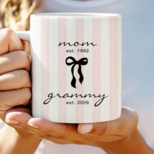 Mom to Grammy Est Mug with Bow