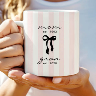 Mom to Gran Mug Pink Bow Stripes