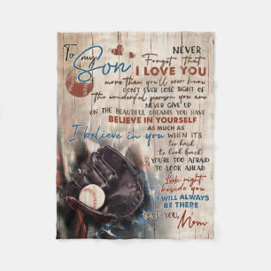 Mom To My Son I'll Always Be There Baseball Fleece Blanket