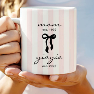 Mom to Yiayia Est Mug with Bow