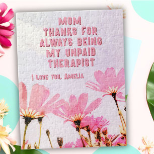 Mom Unpaid Therapist Funny Floral Mother's Day Jigsaw Puzzle