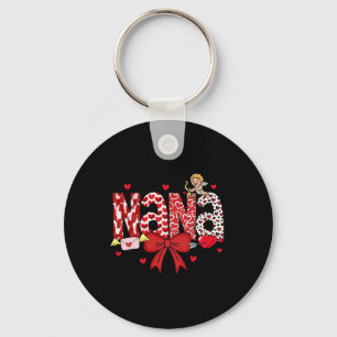 Mom Valentines Day Heart Nana Coquette Bow Nana Va Key Ring