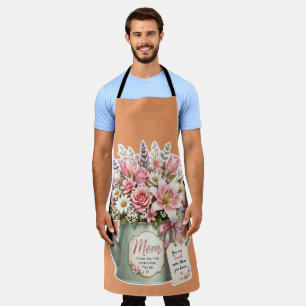 Mom Watering Can Flower Bouquet - Mother's Day Gif Apron
