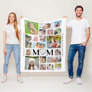 MOM WE LOVE YOU 19 Photo Collage Custom Colour Fleece Blanket