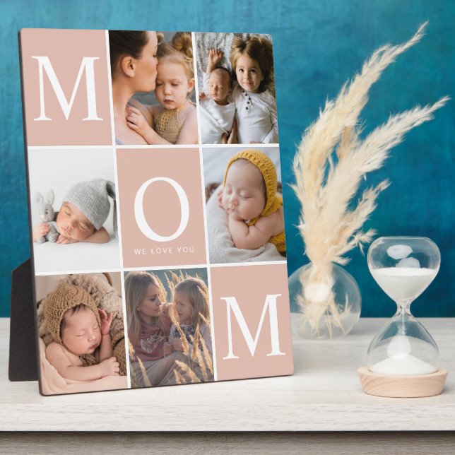 Mom We Love You Photo Collage Plaque (Side)