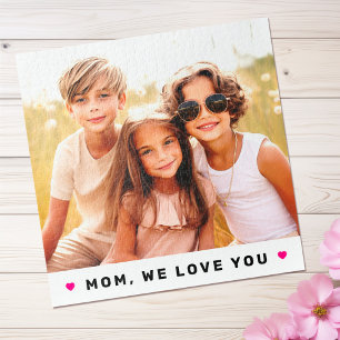 Mom we love you photo heartswhite text mothers day jigsaw puzzle