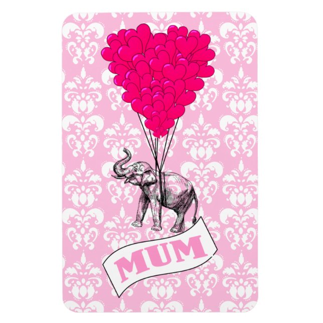 Mom with pink elephant magnet (Vertical)