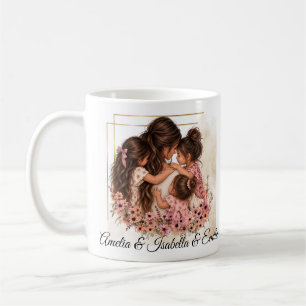 Mom with three daughters - With desired name Coffee Mug