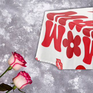 MOM/WOW: A Love Letter in Red on white | Tablecloth