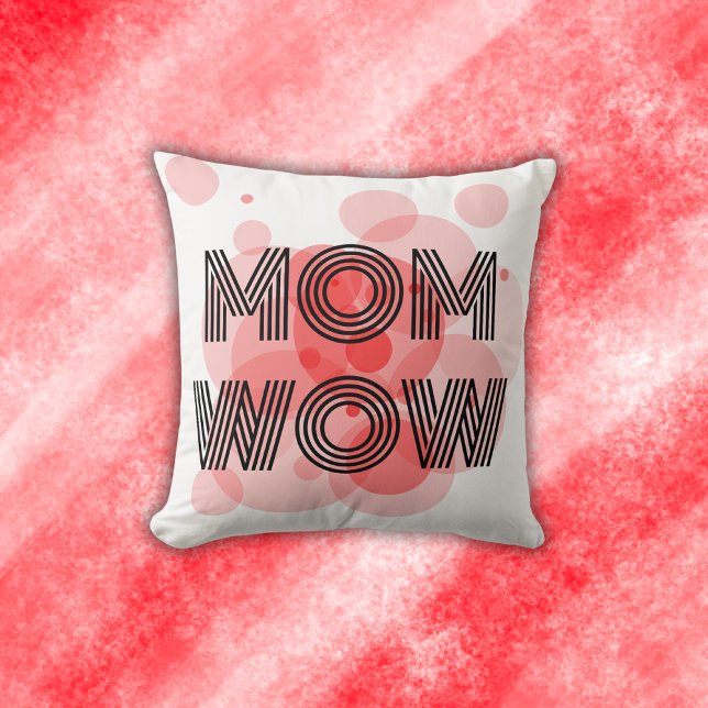 MOM WOW black on red | Cushion (Creator Uploaded)